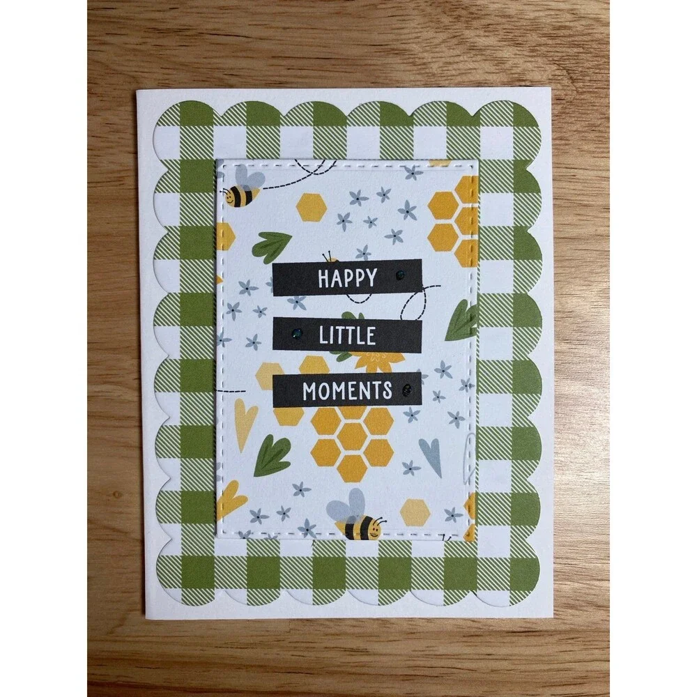 Bee & Flowers Greeting Card – Handmade A2 Card – All Occasion Blank Card